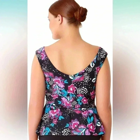 Anne Cole | That’s A Wrap Signature Floral Print Tankini Top Plus Size 18 NWT - Picture 4 of 4